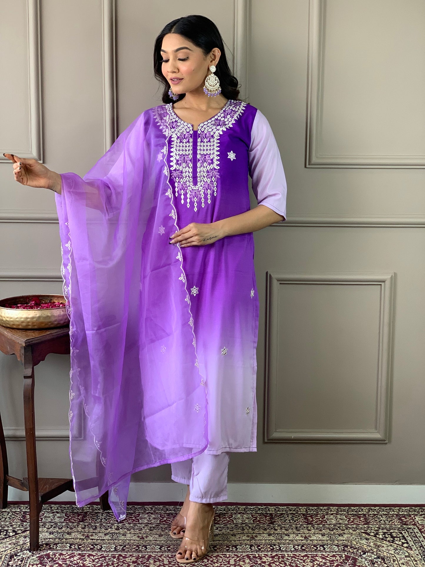 Beautiful  Designer Kurta  With Pant And Dupatta