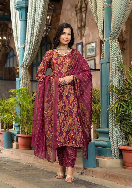 Women Floral Printed Kurta  With Pant and dupatta